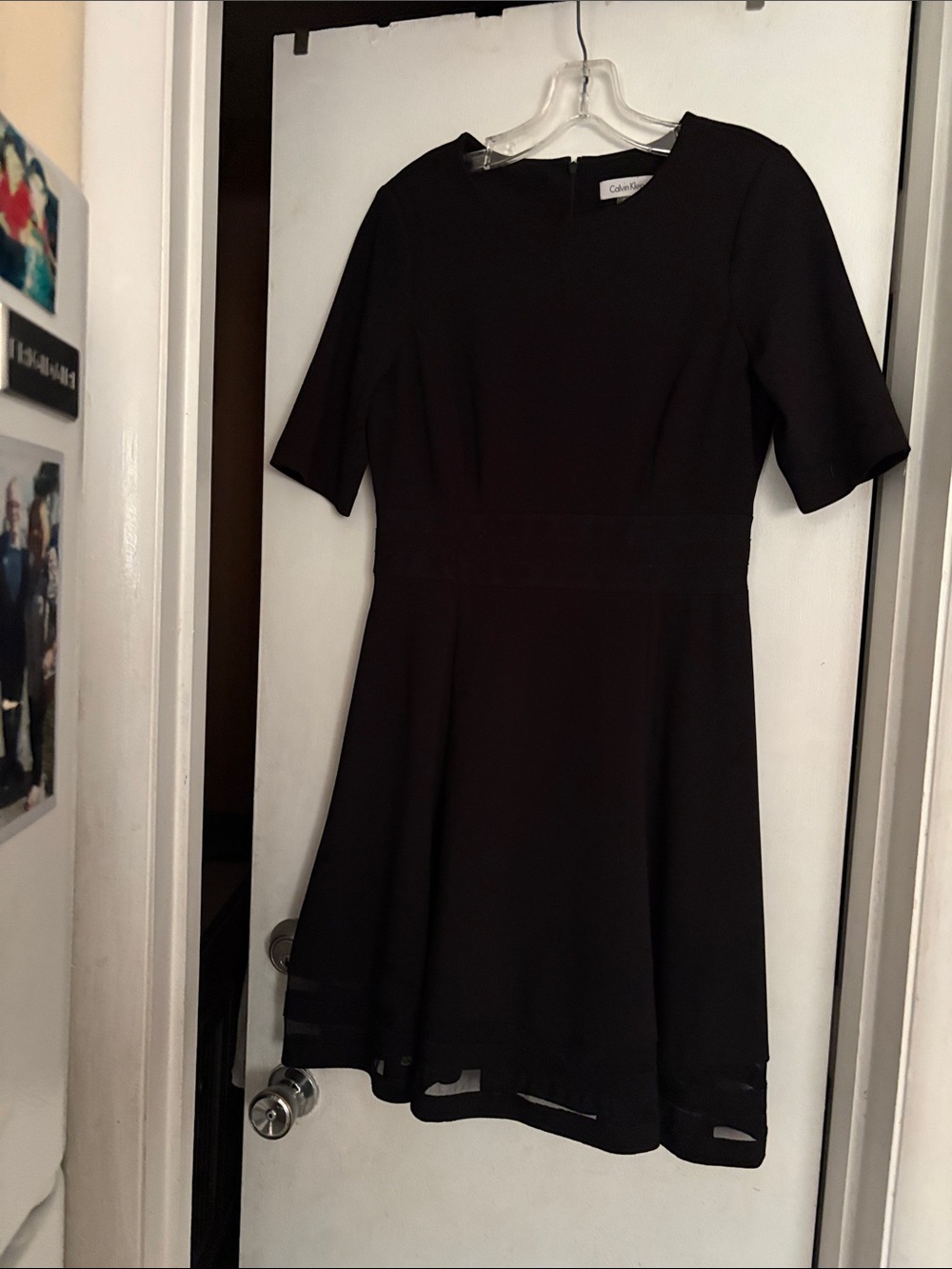 Calvin Klein Black Short-Sleeve A-Line Mini Dress, size 10.